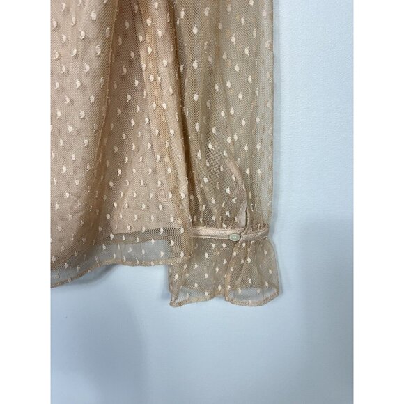 J Crew Blouse Small Victorian Nude Blush Sheer Swiss Dot Ruffle Romantic Fairy - Picture 9 of 14
